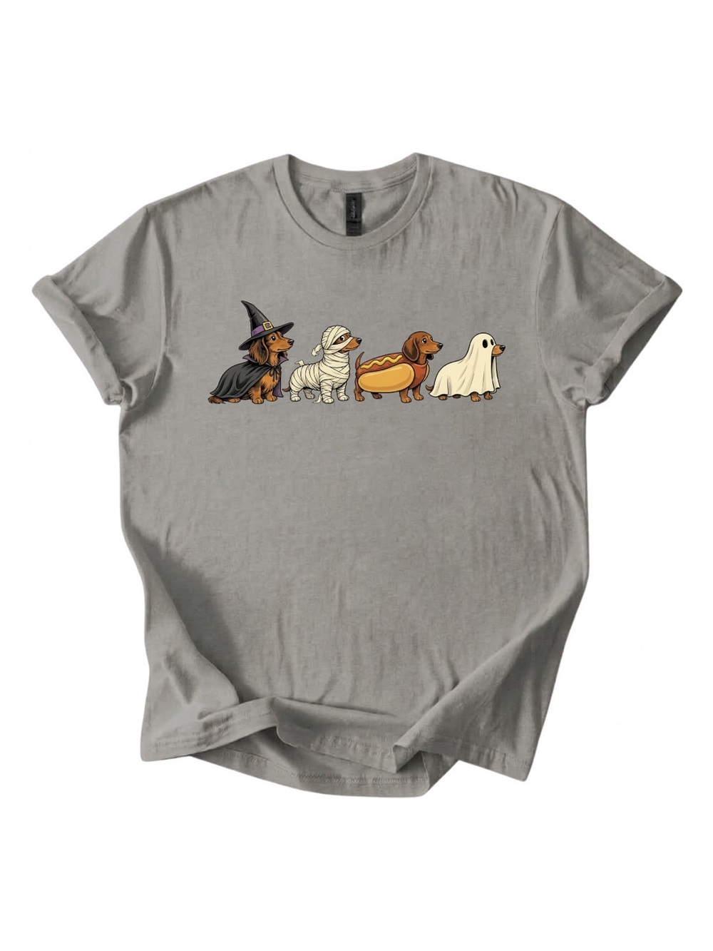 Gildan Halloween Dachshund Graphic T-Shirt - Gray